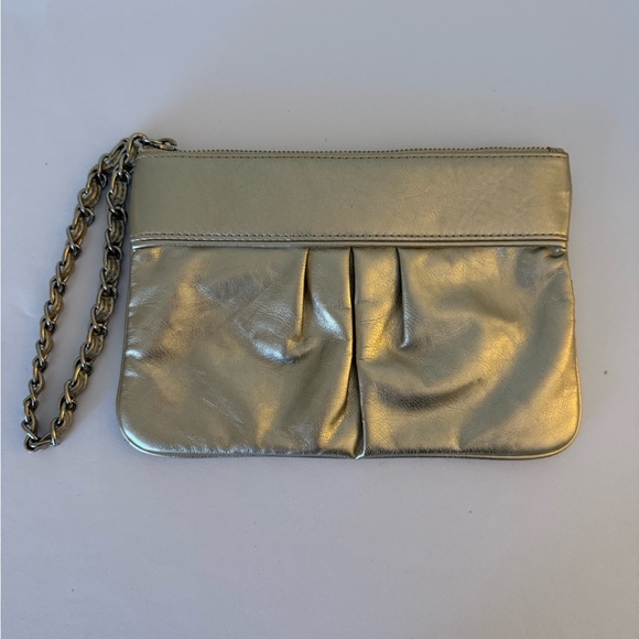 Express Handbags - Express Gold Shimmer Wristlet with Chain Strap
